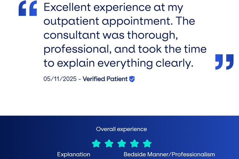 Visual of authentic patient review highlighting satisfaction with Gillani Knee Clinic in Inverness.