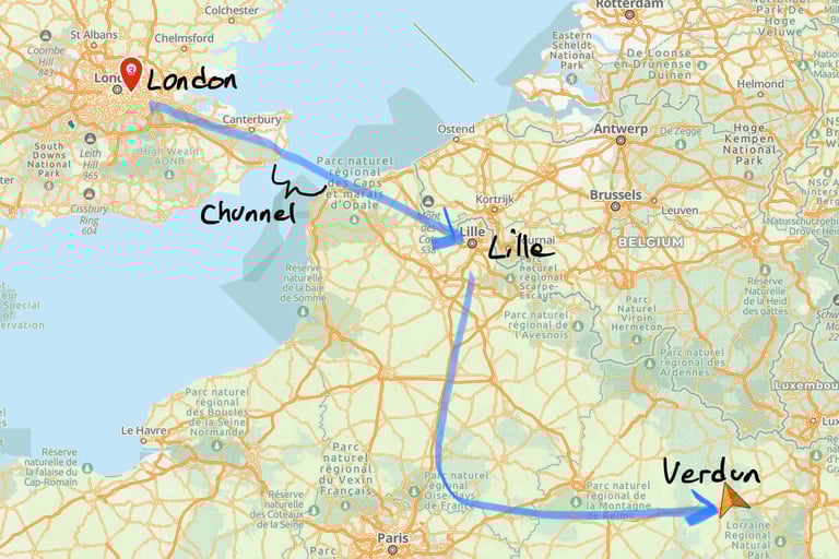 Travel London to Verdun