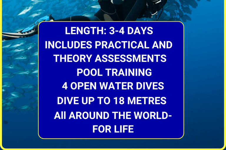 Achieve PADI Open Water certification in 3-4 days with 4 dives up to 18 meters in the Gili Islands, includes all assessments