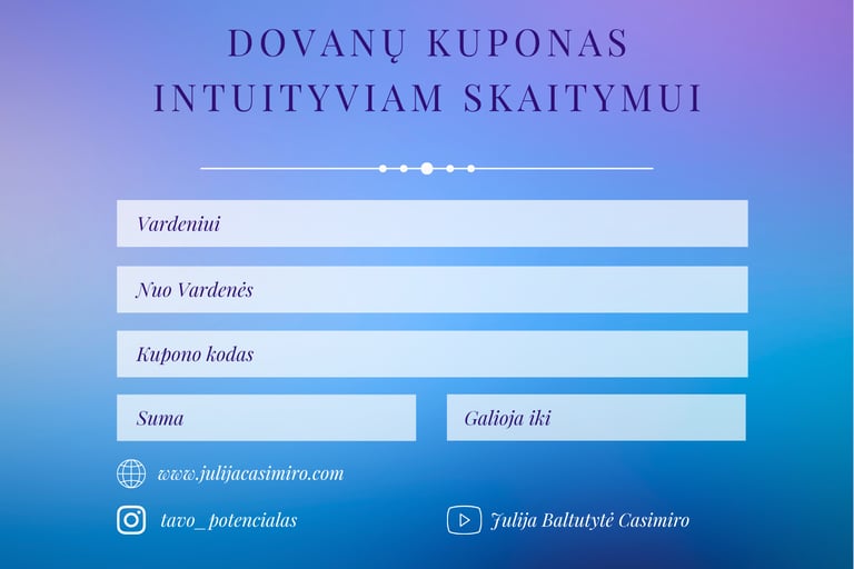Dovanų kuponas būrėja būrimas intuityvios paslaugos