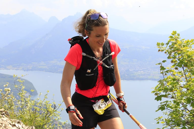 Virginie Mortelette lors d'un trail