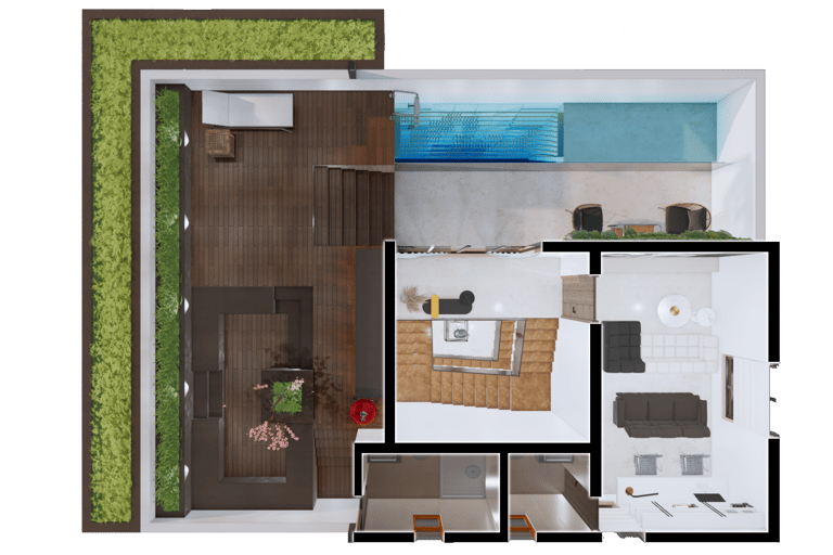 West facing villa floor plan at Fortune Hestia Sarjapur Road with modern Greek-inspired layout