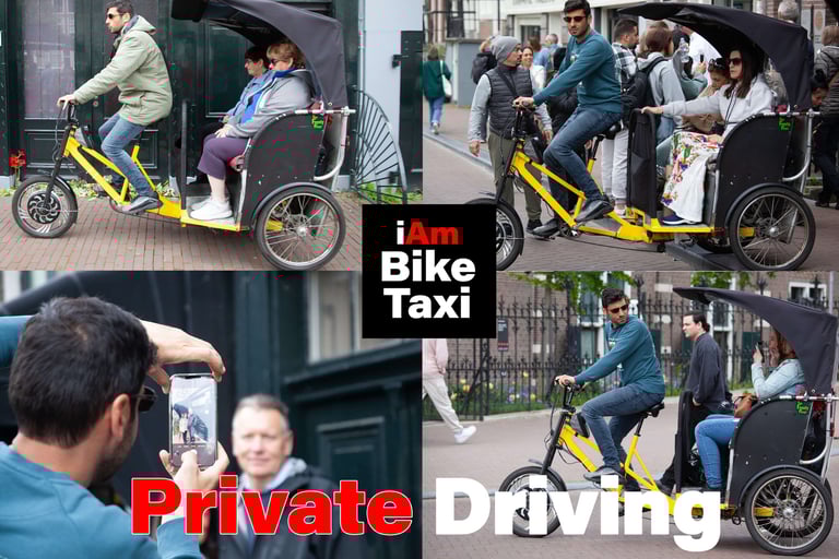 Private driving on bike taxi in amsterdam
