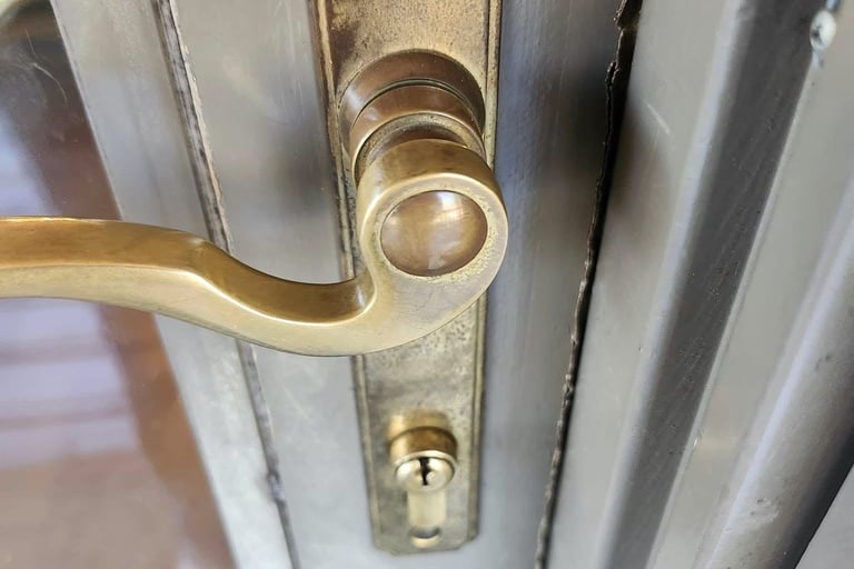 A close up of a gold doorknob representing Jack’s Locksmith affordable upgrades in Boone, NC