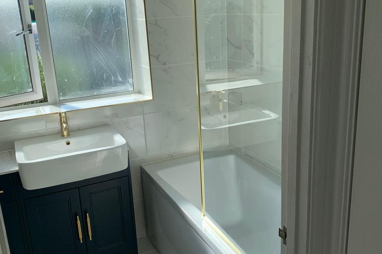 new bathroom installed by axm plumbing services in a home in worcester