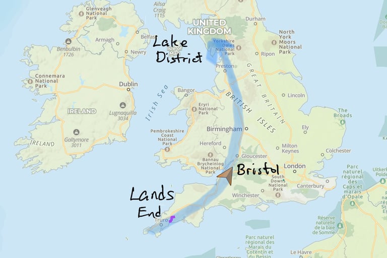 Travel from Lands End to the Lake District
