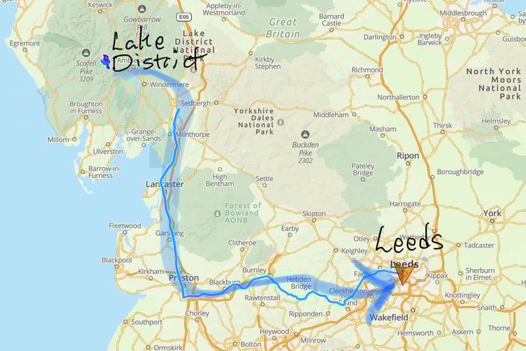 Travel from Lake District to Leeds