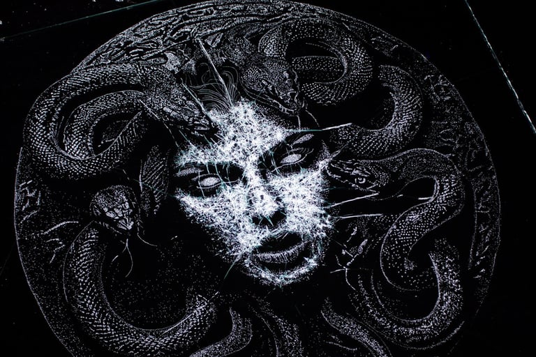 Broken Glass Art Medusa