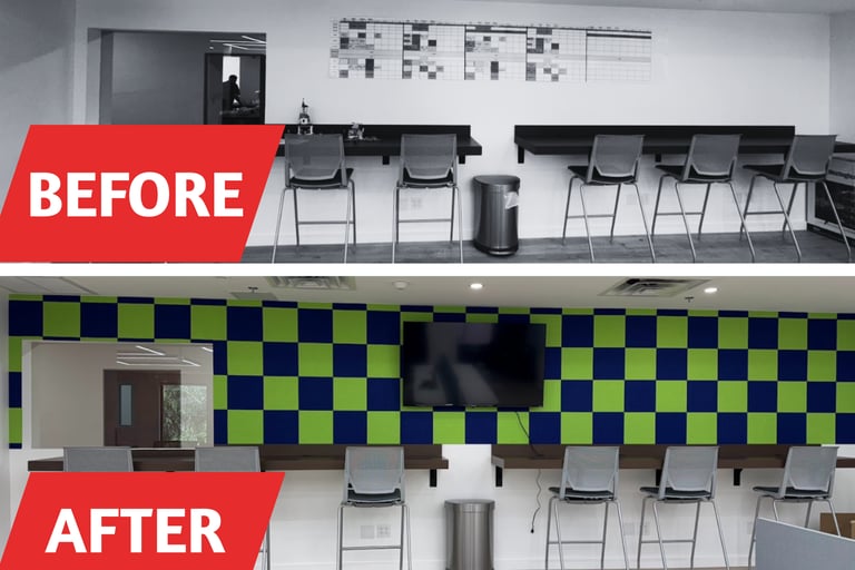 Before and after break room