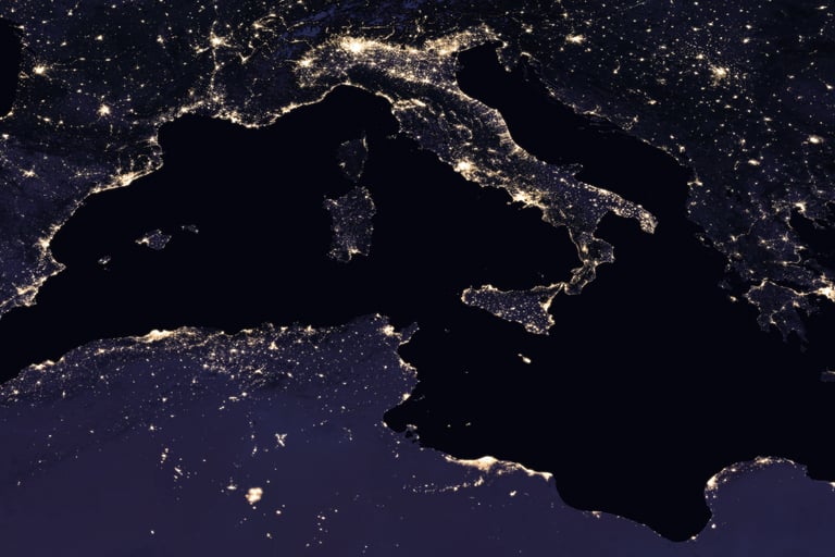 Image satellite du sud-ouest de l’Europe la nuit