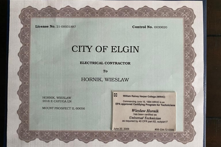 Licensed residential electrical contractor