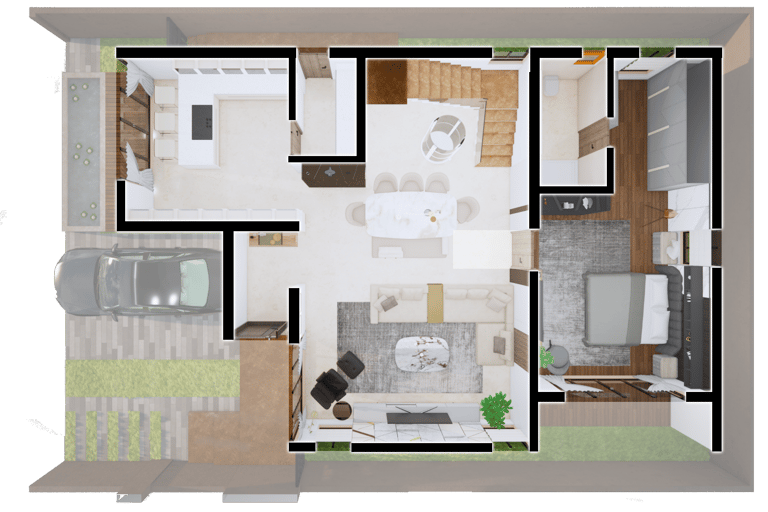 East facing Fortune Hestia villa rooftop plan with open terrace and pergola design for leisure