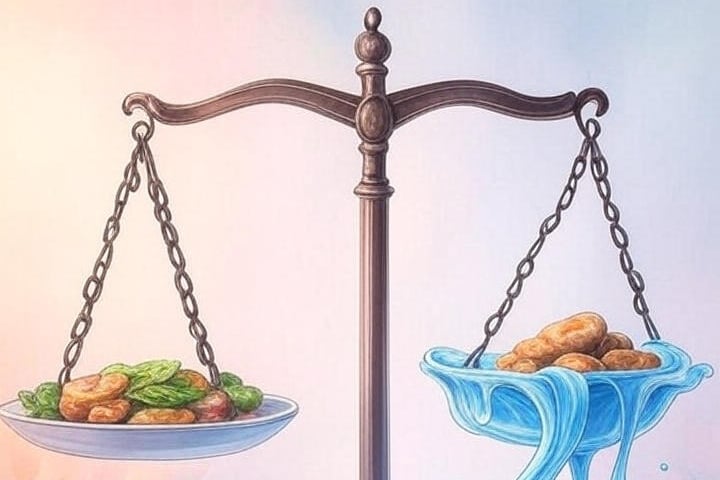  Illustration symbolique balance orthorexie règles alimentaires rigides versus liberté alimentaire d