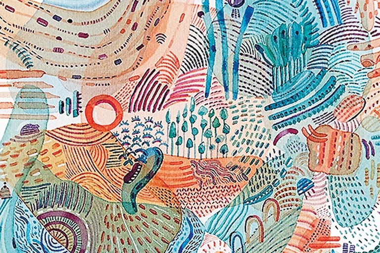 Paysage à l'aquarelle surréaliste  Eva Girardeau