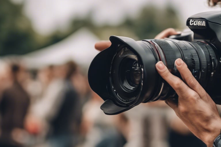 a man taking a picture of a camera