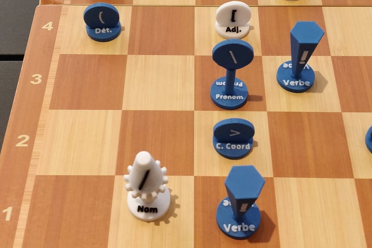 Position of the pieces form a puzzle and the solution is a sentence