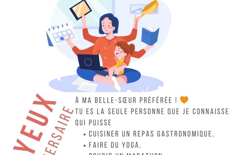 dessin de bon anniversaire pour une belle-soeur avec humour