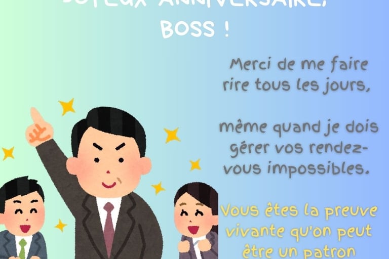 carte anniversaire patron humour