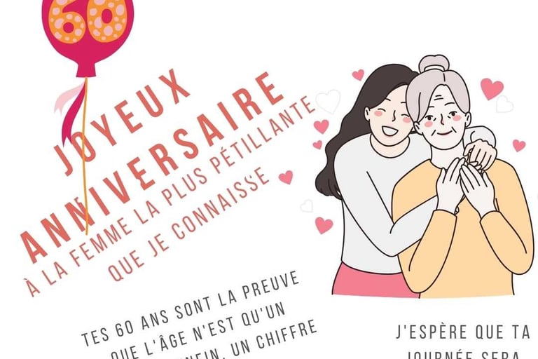 carte de joyeux anniversaire avec humour pour une femme de 60 ans