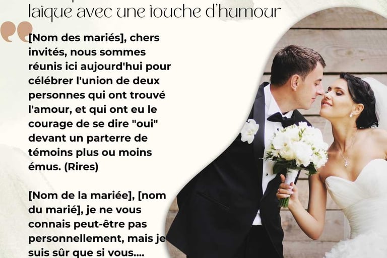 Exemple de discours de ceremonie laique avec humour