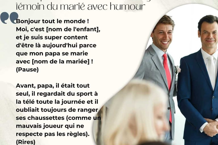 Exemple de discours de mariage du temoin du mareé avec humour