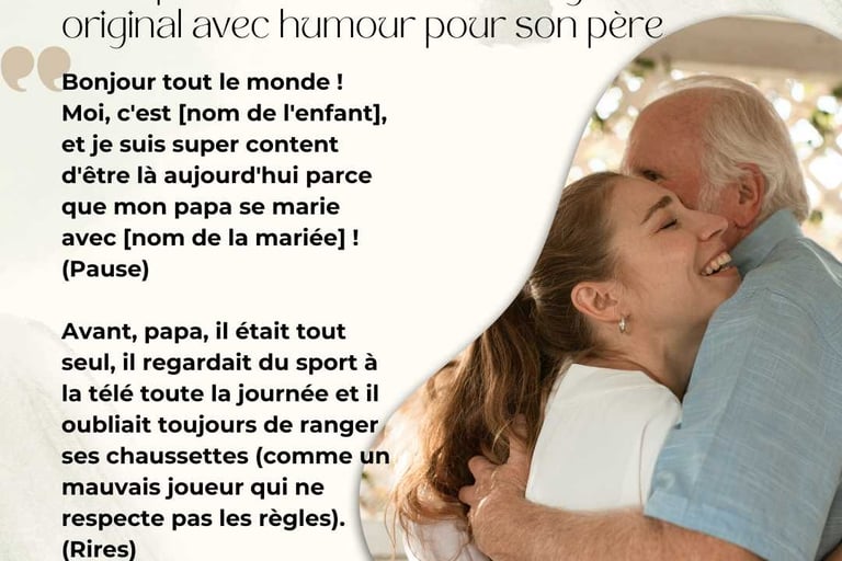 Exemple de discours de mariage original avec humour pour son pere