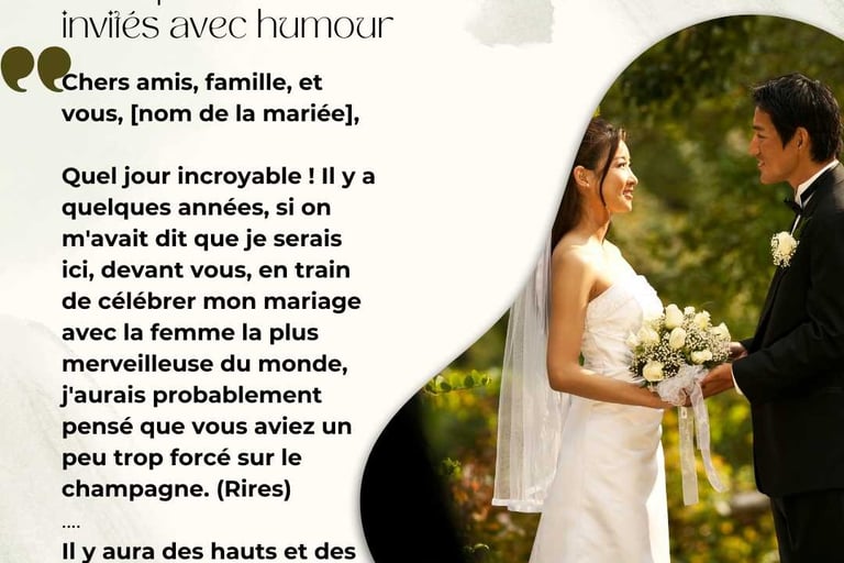 Exemple de discours du marie aux invites humour