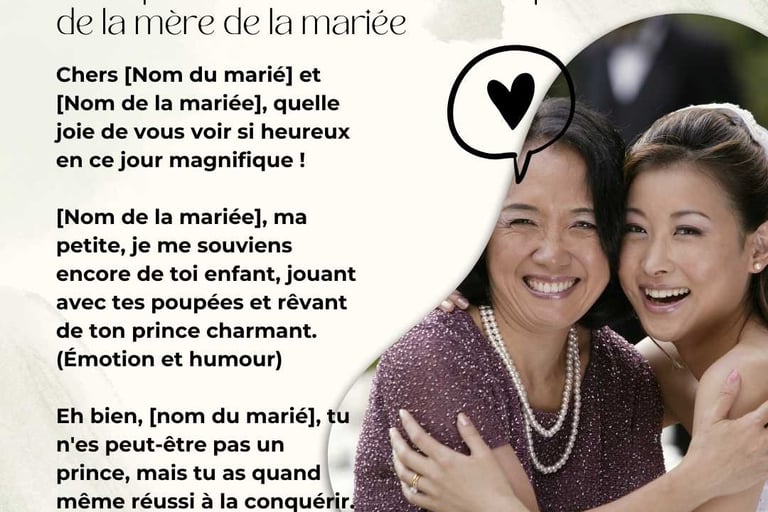 Exemple de discours humoristique de la mere de la mariee
