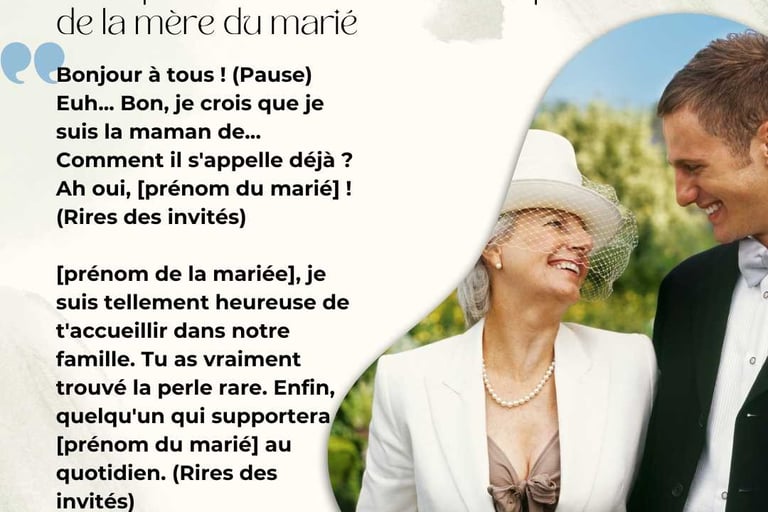 Exemple de discours humoristique de la mere du marie