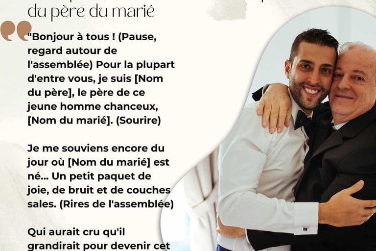 Exemple de discours humoristique du pere du marie
