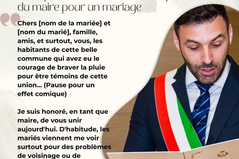 Exemple gratuit de discours humoristique du maire pour un mariage