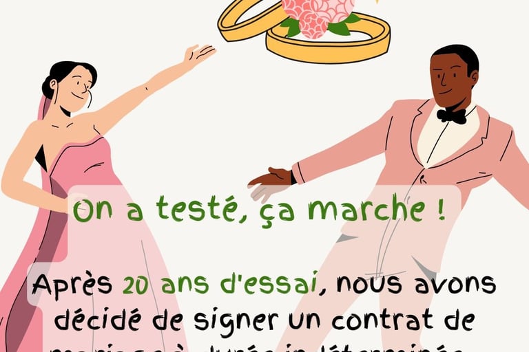 faire-part de mariage humour apres 20 ans vie commune