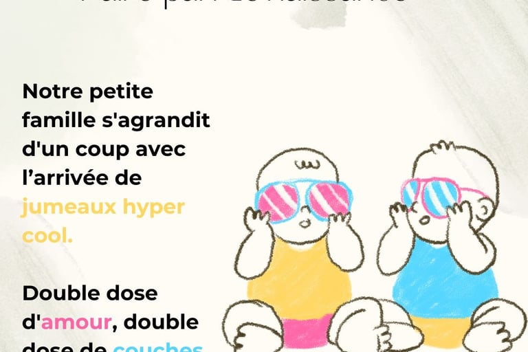 faire-part de naissance jumeaux humour