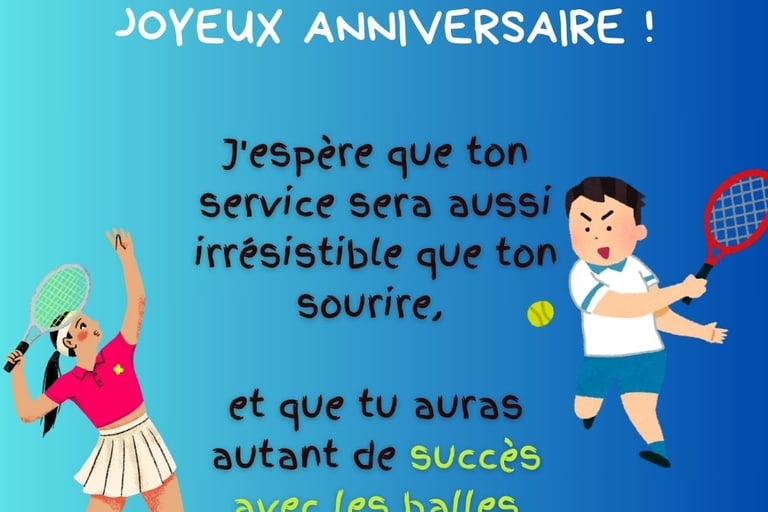image voeux joyeux anniversaire tennis humour