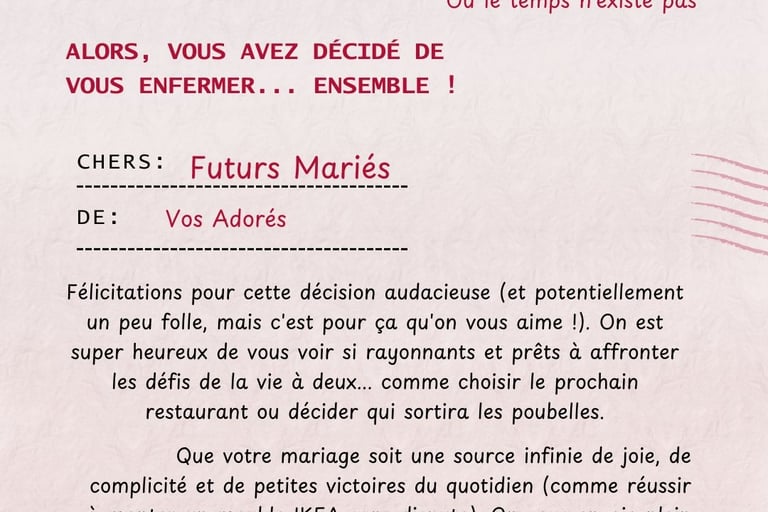 lettre felicitation mariage humour