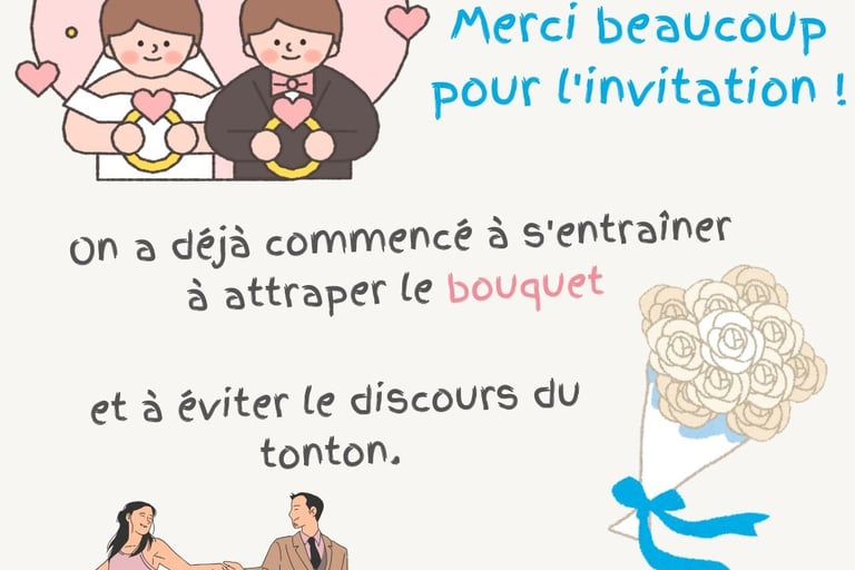 texte carte remerciement invitation mariage humoristique