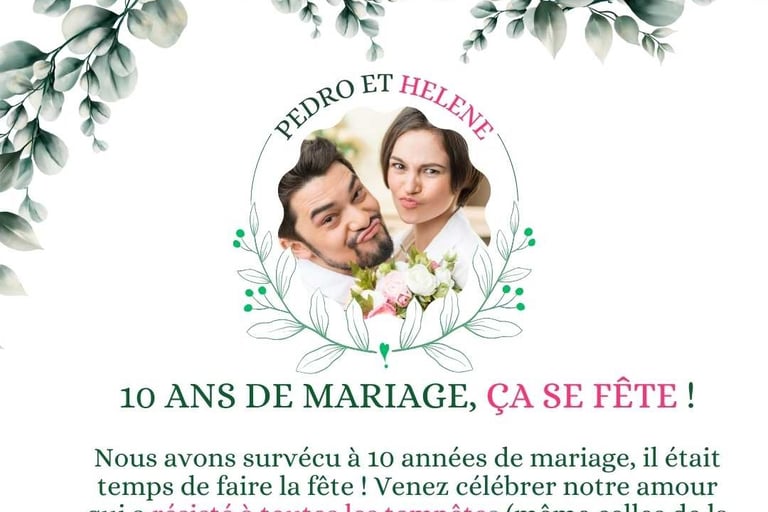 texte invitation anniversaire de mariage 10 ans humour