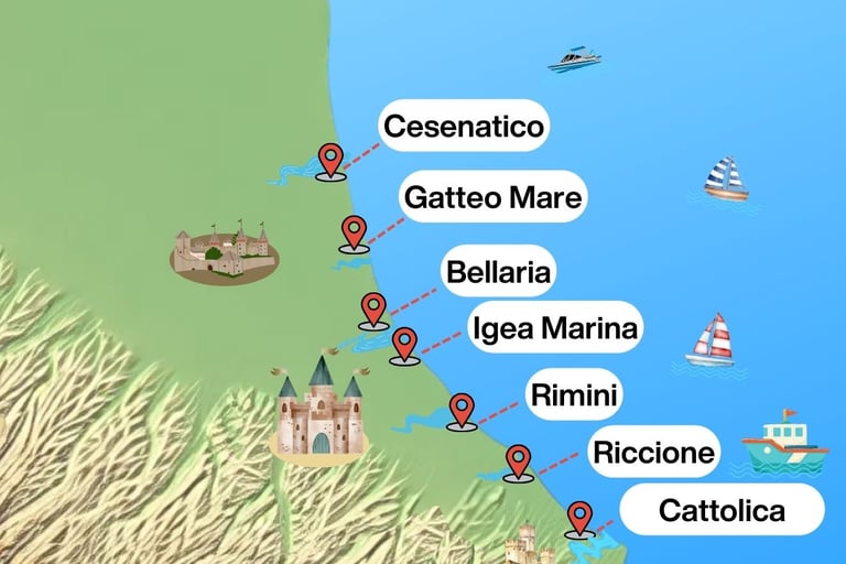 Riviera romagnola, Rimini, Riccione, Cesenatico