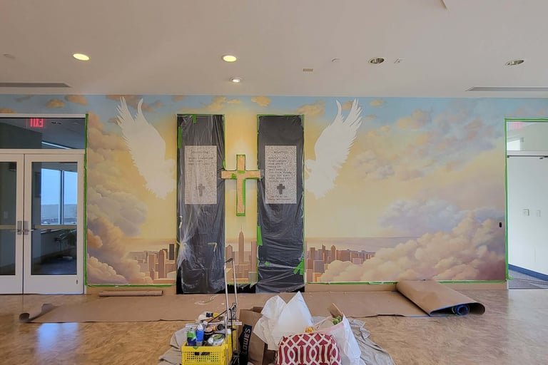 mural in progress by Marcine in mercer county nj