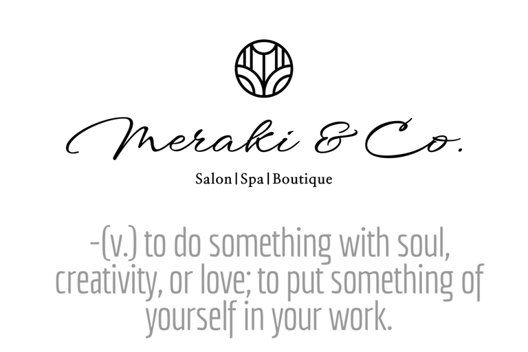 logo for Meraki and Co salon spa and boutique and meaning of Meraki