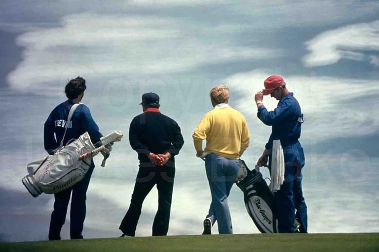 Golfers Lee Travino and Jack Nicklaus at Pebble Beach in 1972 by James Drake for Sports Illustrated