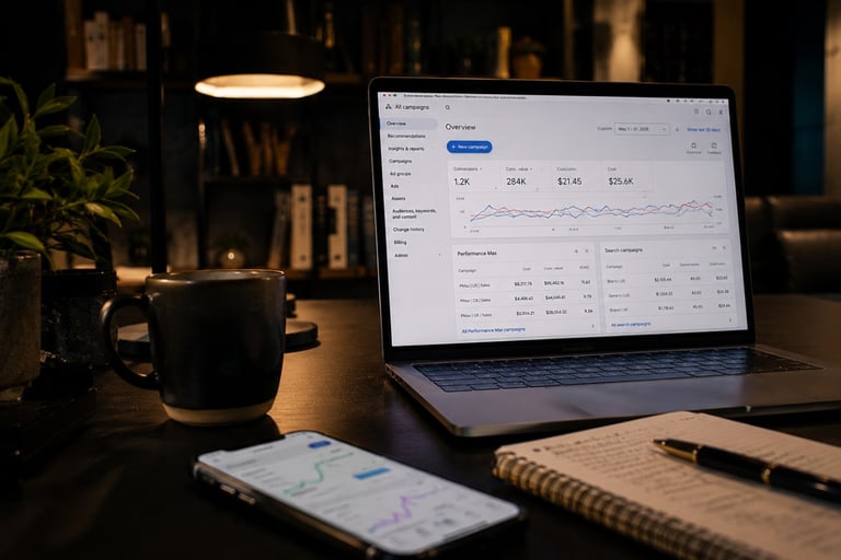 Equipo de marketing gestionando campañas Google Ads para mejorar ventas y visibilidad mediante estrategias SEM.