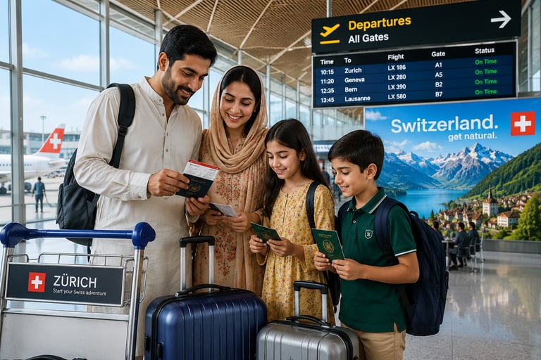 Pakistani family ready to fly to Switzerland for vacation