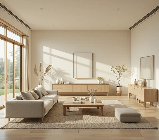 salón japandi atmosfera serena