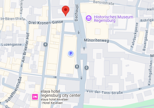 a map of a city with a red marker marker in the middle of the map