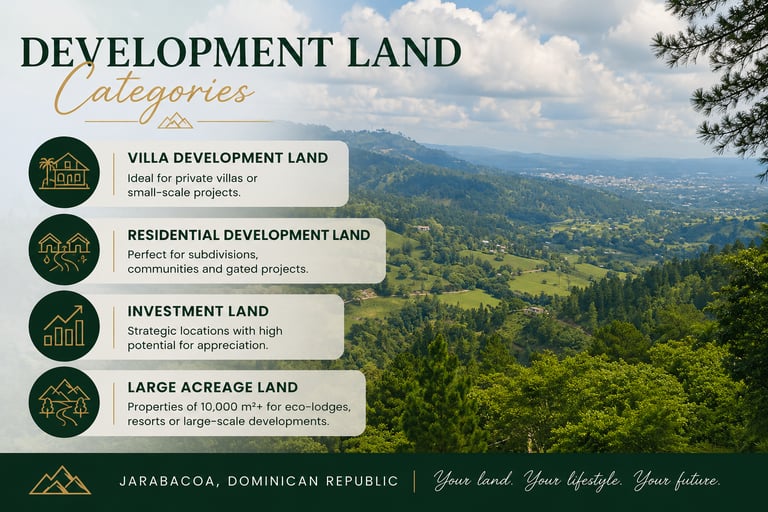 Development land in Jarabacoa Dominican Republic for villa projects, investment and acreage