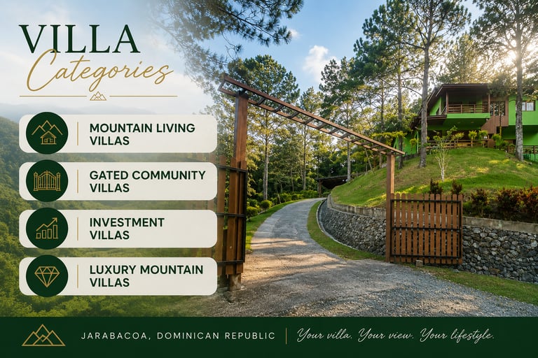 Villas for sale in Jarabacoa Dominican Republic including mountain living villas, gated community 