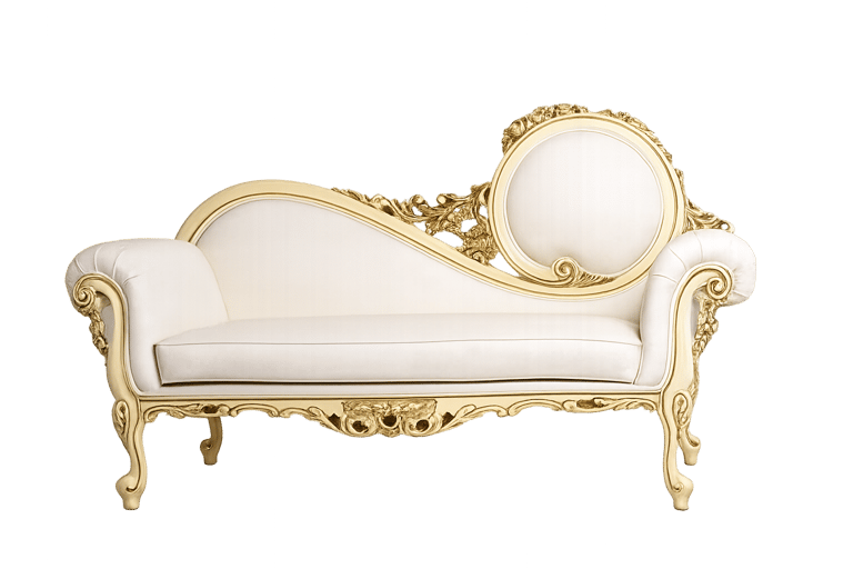 Luxury Royal Chaise Lounge Sofa – Gold Carved Teakwood Furniture Saharanpur
