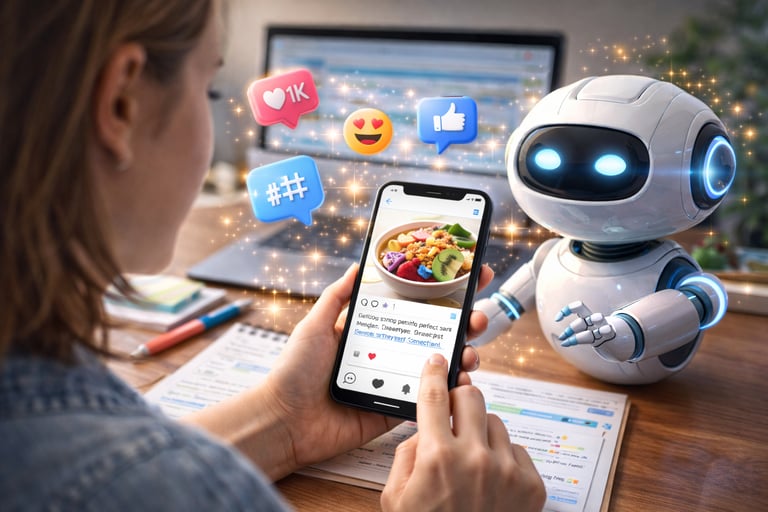 Thoughtful AI-supported social media content crafted with care to help influencers connect authentic