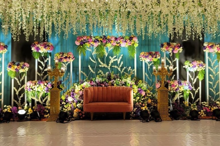 Elegant wedding decor at Omkar Garden Mangal Karyalaya, Kondhwa Pune